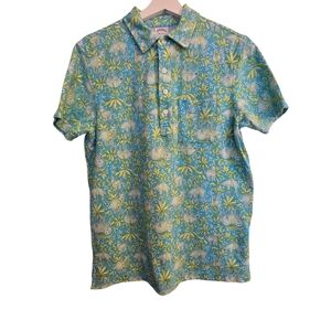 Brooks Brothers Aqua Green Yellow All Over Sheep Patterned Shirt